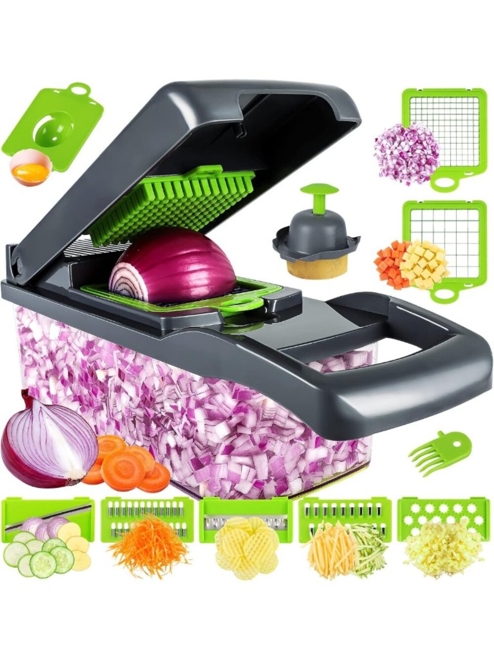 Multifunctional 13-in-1 Vegetable Chopper & Slicer with 8 Blades & Container